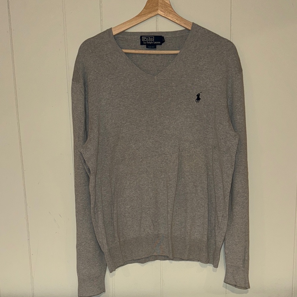 Polo by Ralph Lauren Men's V-Neck Sweater in Gray